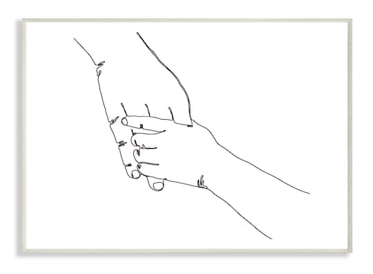 Stupell Industries Family Holding Hands Pose Minimal Linework Wall Plaque